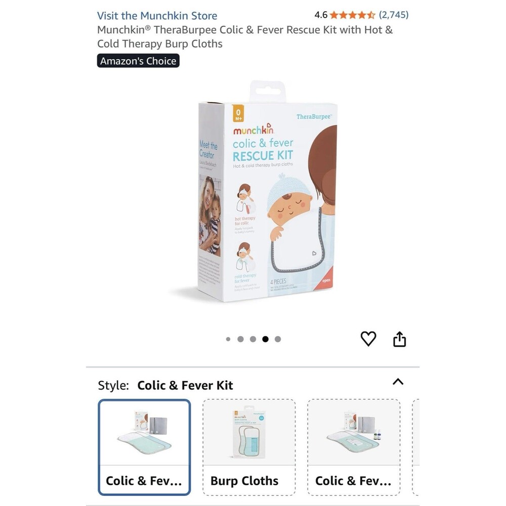 Munchkin Colic & Fever Rescue Kit Hot Cold Therapy Burp Cloths Baby Kids Org $20